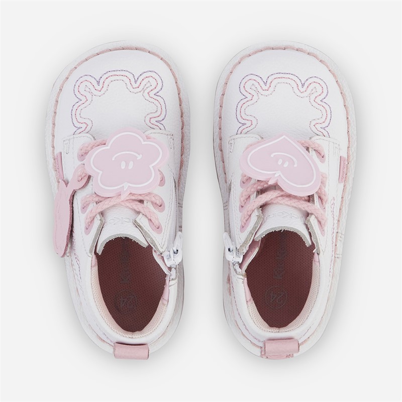 Kickers Girls Kick Wave Leather Boots White
