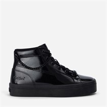 Kickers Junior Girls Tovni Stack Hi Chain Patent Leather Trainers Black