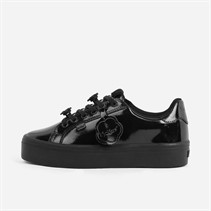 Kickers Womens Tovni Stack Lo Flower Patent Leather Trainers Black
