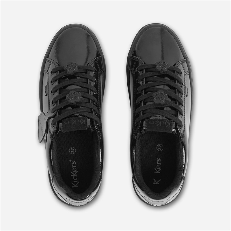 Kickers Womens Tovni Stack Lo Flower Patent Leather Trainers Black