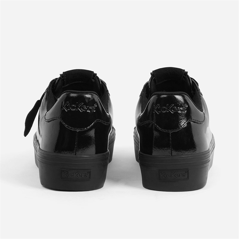 Kickers Womens Tovni Stack Lo Flower Patent Leather Trainers Black