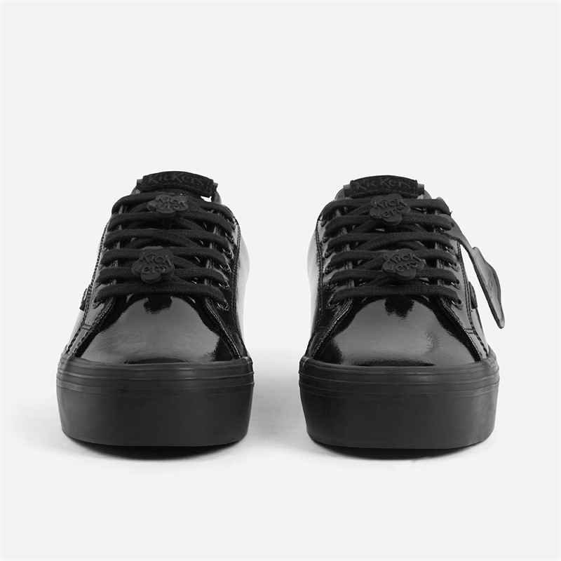 Kickers Womens Tovni Stack Lo Flower Patent Leather Trainers Black