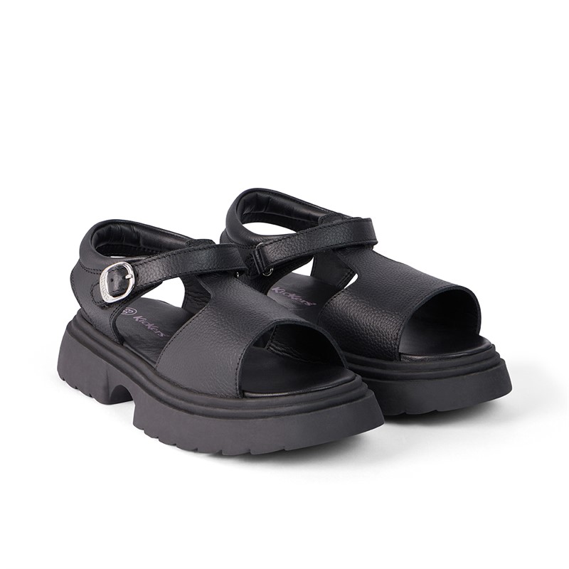 Kickers Girls Kenzi Leather Sandals Black