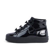 Kickers Womens Tovni Stack Hi Flower Patent Leather Trainers Black