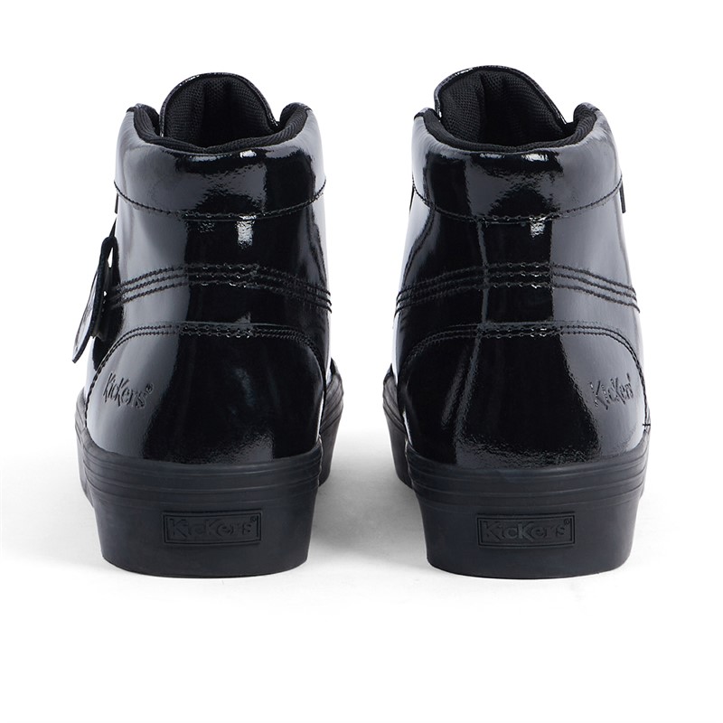 Kickers Womens Tovni Stack Hi Flower Patent Leather Trainers Black