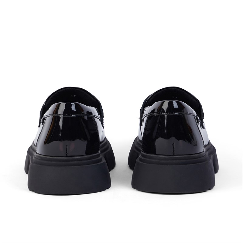 Kickers Junior Girls Kenzi Loafer Patent Leather Shoes Black