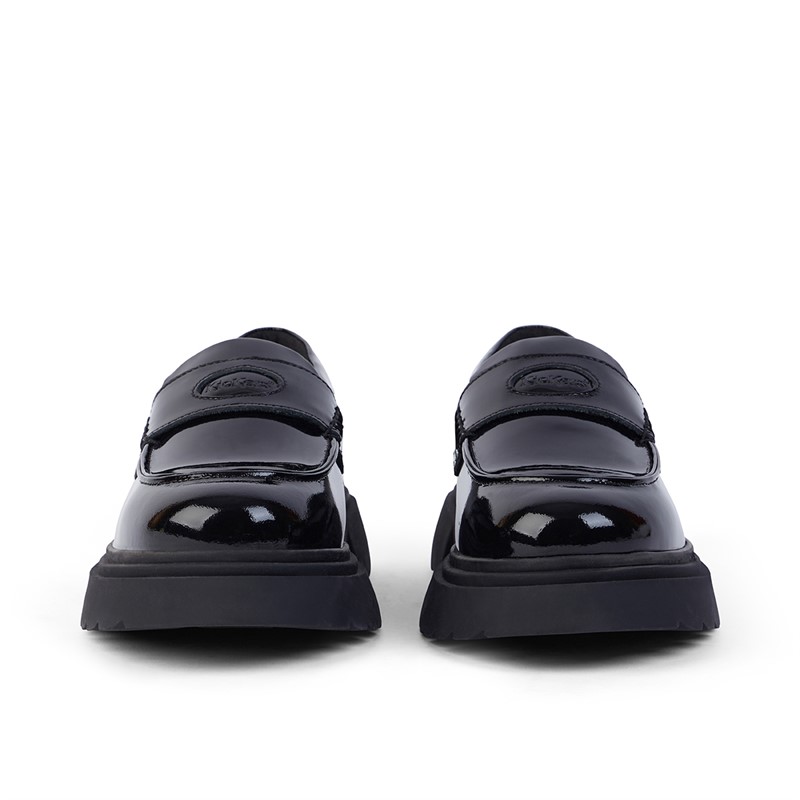 Kickers Junior Girls Kenzi Loafer Patent Leather Shoes Black