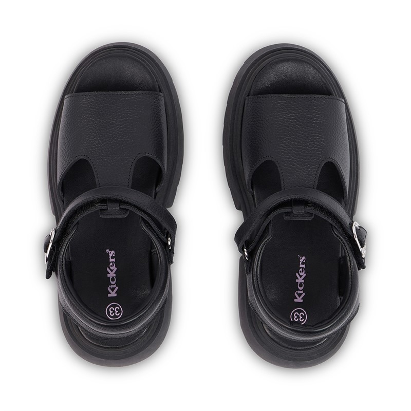 Kickers Junior Girls Kenzi Leather Sandals Black