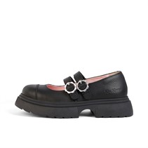 Kickers Junior Girls Kenzi Mary Jane Leather Shoes Black