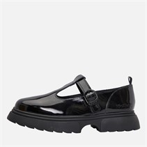 Kickers Junior Girls Kenzi T-Bar Patent Leather Shoes Black