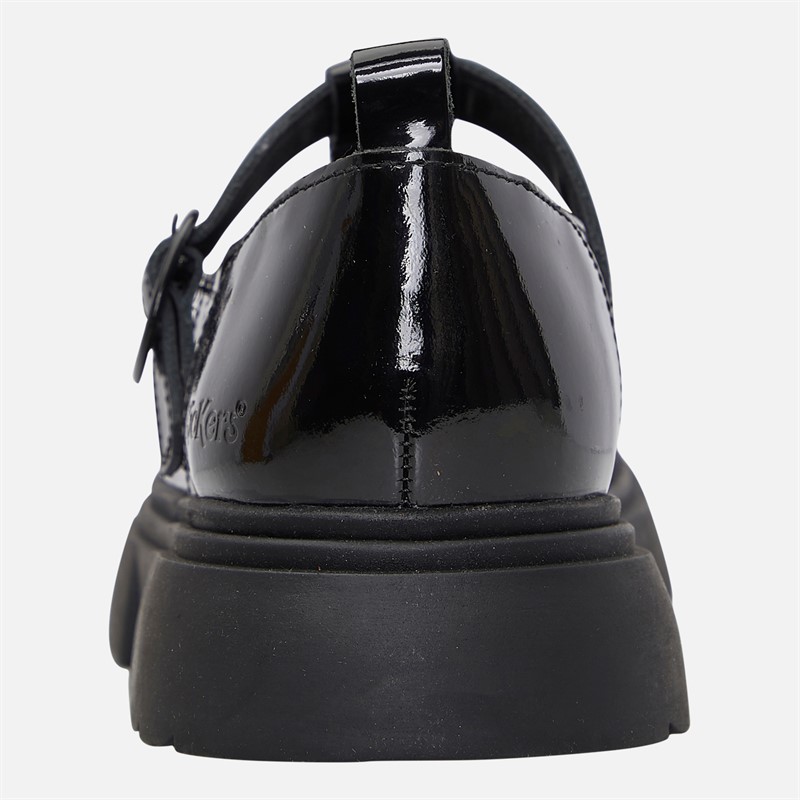 Kickers Junior Girls Kenzi T-Bar Patent Leather Shoes Black