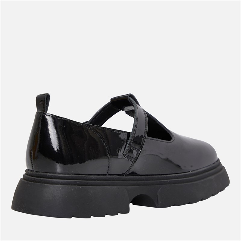 Kickers Junior Girls Kenzi T-Bar Patent Leather Shoes Black