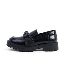 Kickers Junior Girls Kori Loafer Bow Leather Shoes Black
