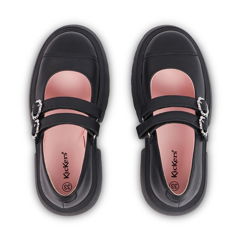 Kickers Girls Kenzi Mary Jane Leather Shoes Black