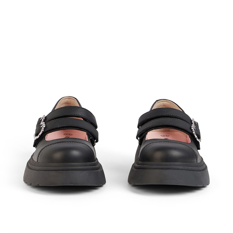 Kickers Girls Kenzi Mary Jane Leather Shoes Black