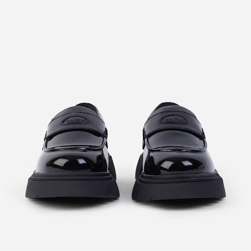 Kickers Girls Kenzi Loafer Patent Leather Shoes Black