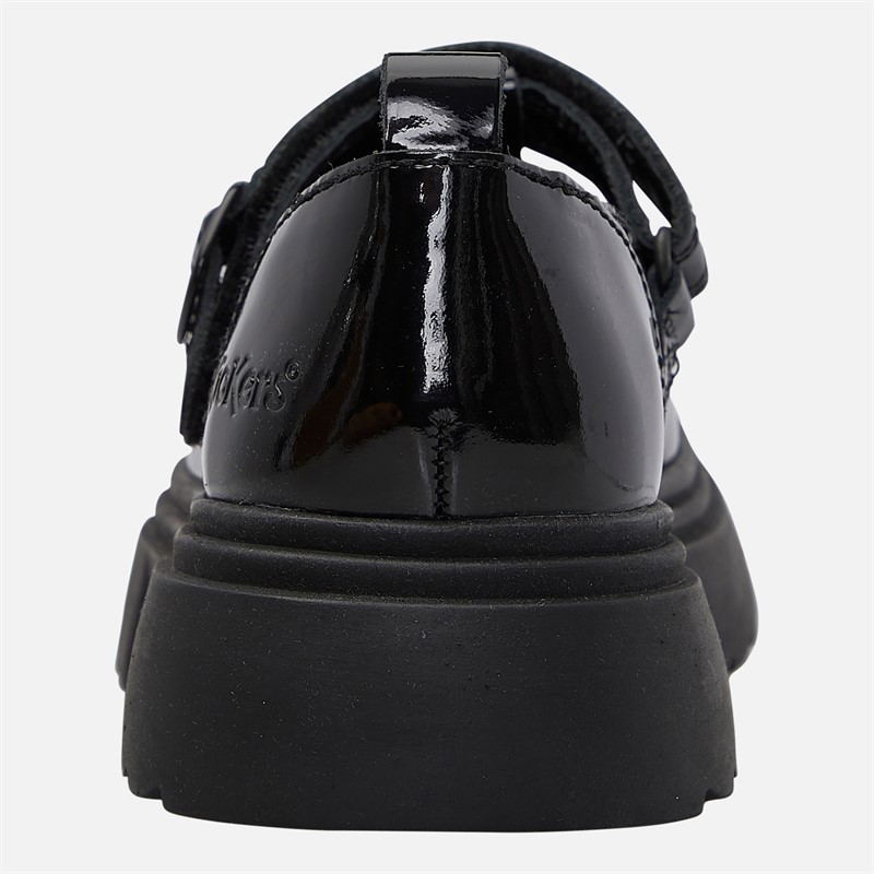 Kickers Girls Kenzi T-Bar Patent Leather Shoes Black