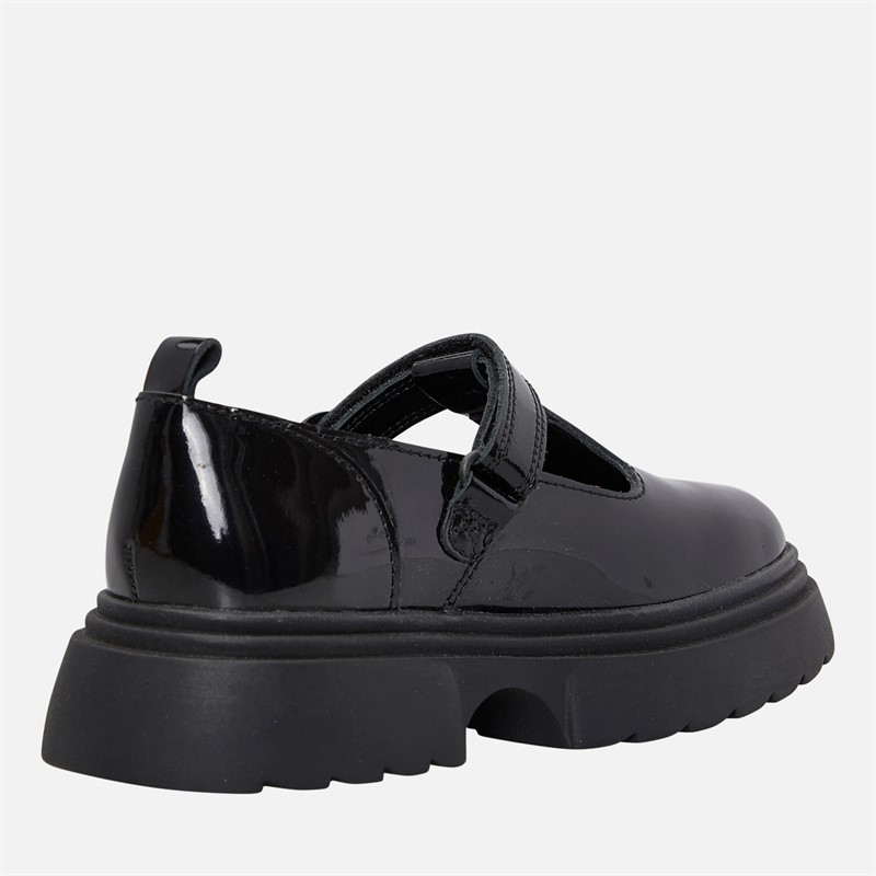 Kickers Girls Kenzi T-Bar Patent Leather Shoes Black