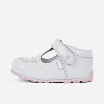 Kickers Baby Girls Kick T Galactic Patent Leather Shoes White/Pink