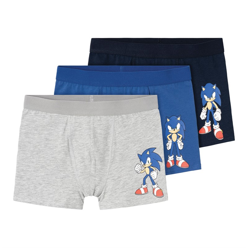 Sonic Drenge Ryan Tre Pack Boxers Mørk Safir/Sandblåt/Grå Melange