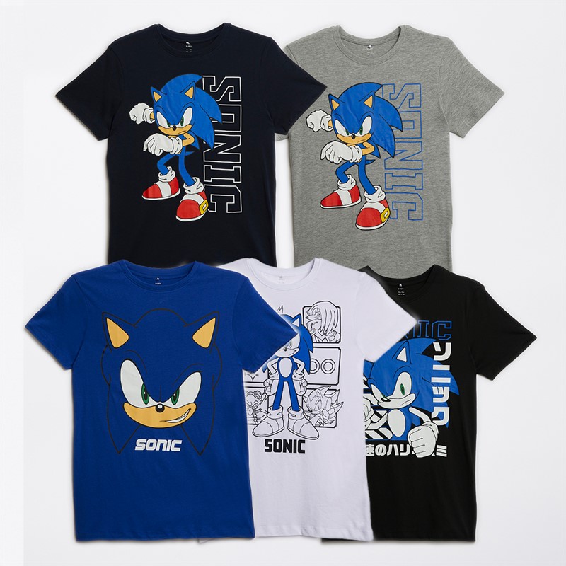 Sonic Boys Maaron Five Pack Short Sleeve T-Shirts Grey Melange/Black/Surf The Web/Dark Sapphire/Bright White