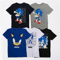 Sonic Jongens Maaron 5-pack T-shirts met korte mouwen Grijs Melange/Zwart/Surf The Web/Donkerblauw/Helder wit