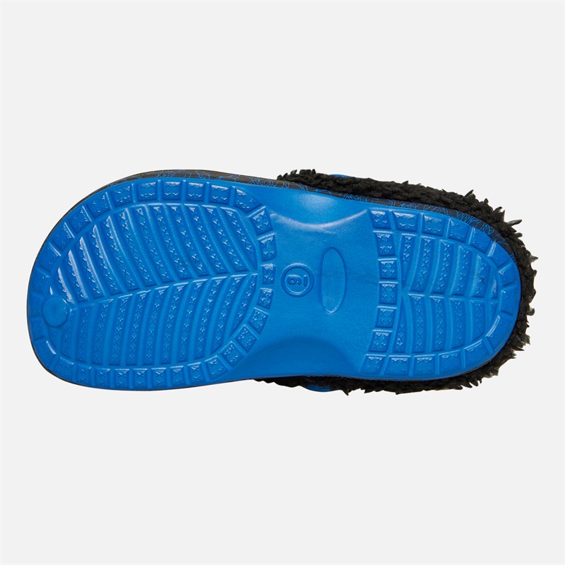 Sonic Baby Junge Lennox Abzeichen Pelz gefütterte Clogs Schwarz / Blau