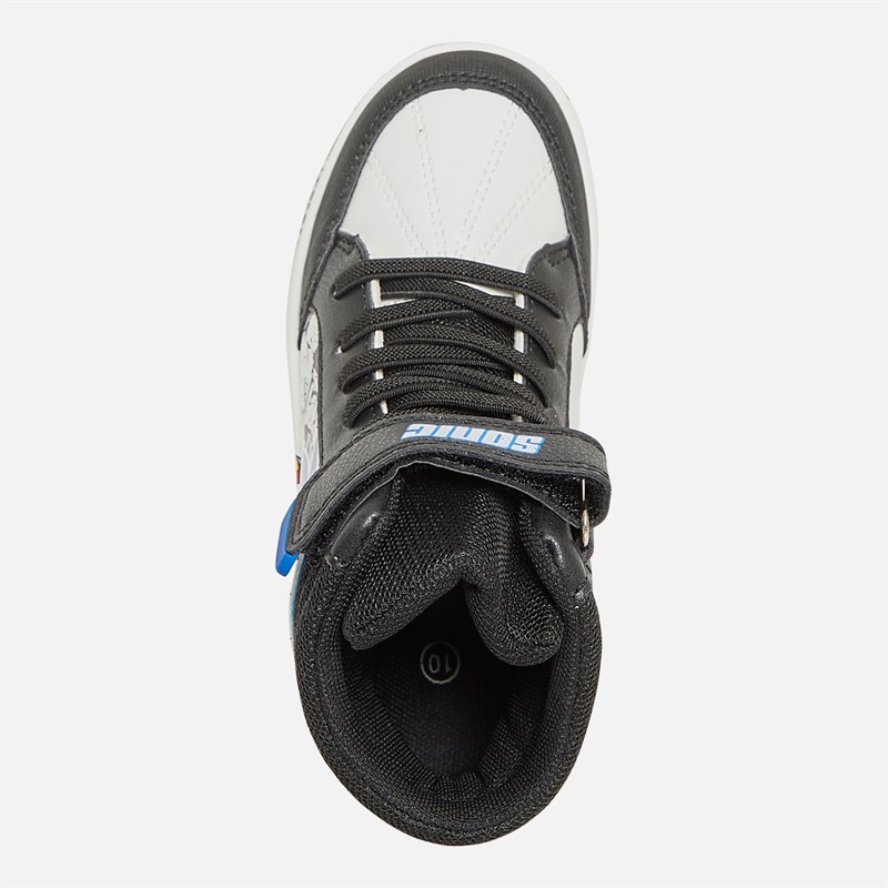 Sonic Boys Hi-Top Trainers White/Black/Blue