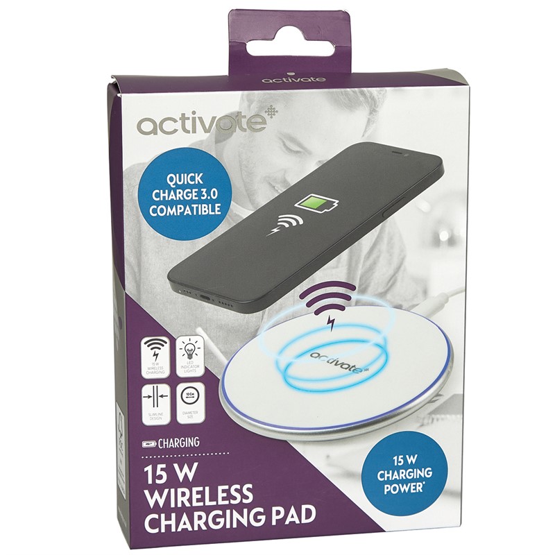 Activate 15W Qi Wireless Charger White