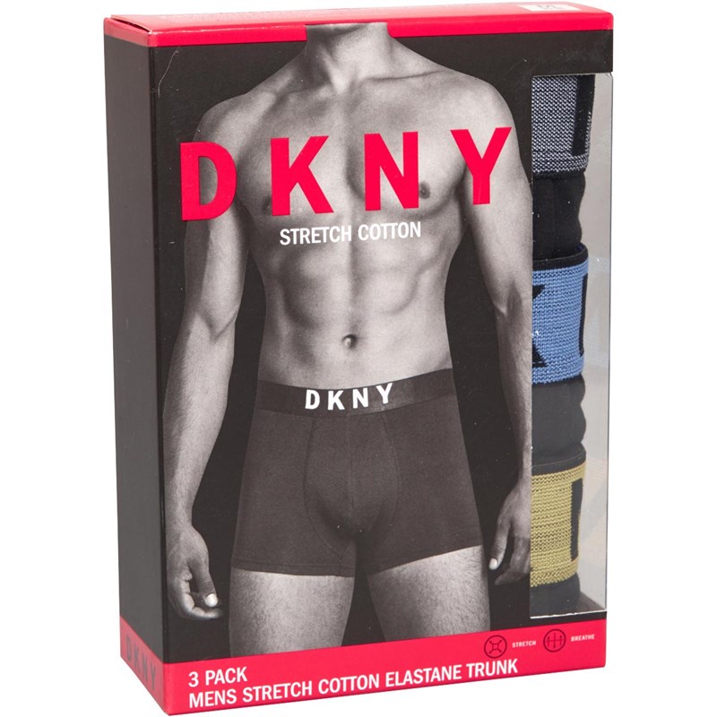 DKNY Mens Greenville Three Pack Trunks Black