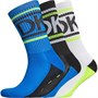 DKNY Mens Dock Three Pack Socks White/Neon Blue/Black
