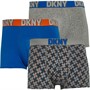 DKNY Mens Martinsburg Three Pack Trunks Blue/Grey Marl/Print