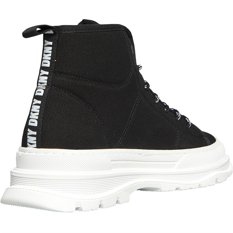 Buy DKNY Junior Logo Print Canvas Hi Top Trainers Black