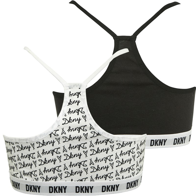 DKNY Girls Racer Two Pack Bralettes Black
