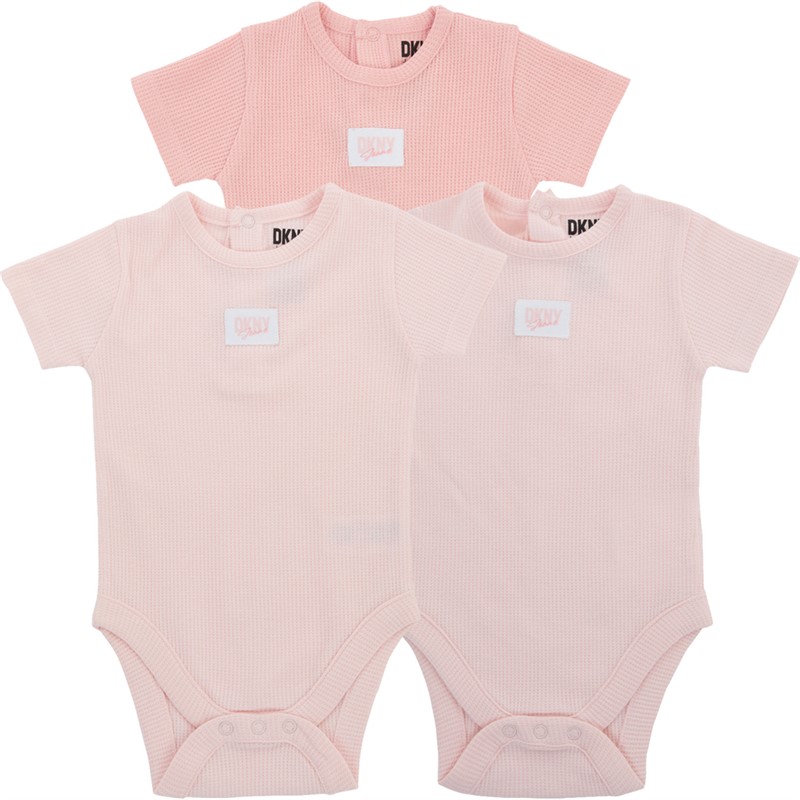 DKNY Girls Three Pack Bodysuits Set Pink