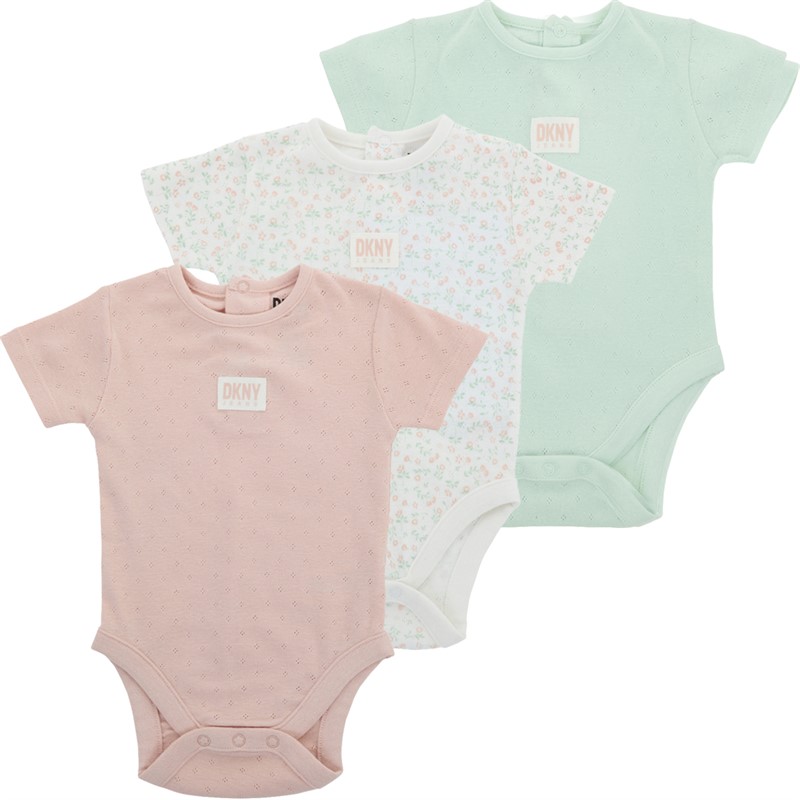 DKNY Girls Three Pack Bodysuits Set Green