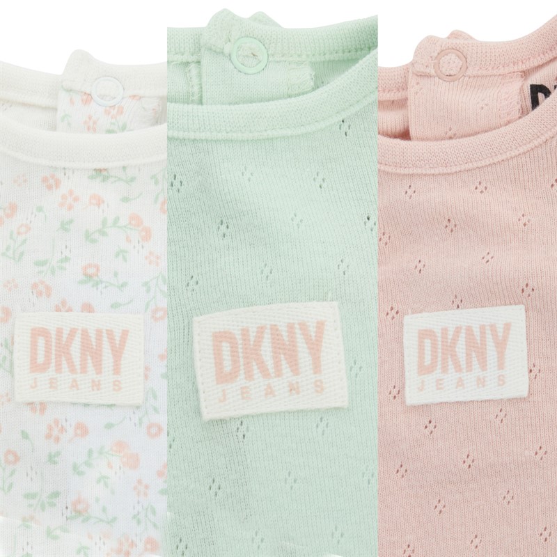 DKNY Girls Three Pack Bodysuits Set Green