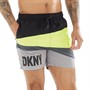 DKNY Mens Maui Colour Block Swim Shorts Black/Neon Yellow Jet/Sharkskin