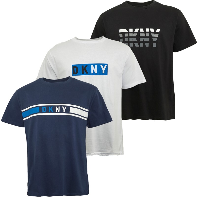 Buy DKNY Mens Three Pack T-Shirts Black/Navy/White