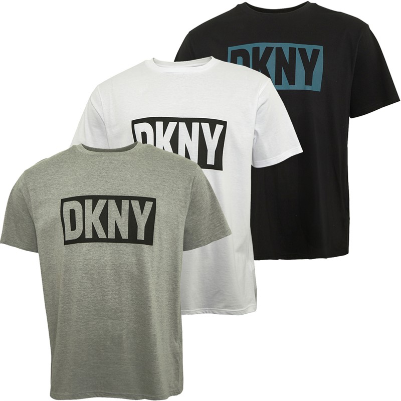 DKNY Mens Three Pack T-Shirts Black/White/Grey Marl