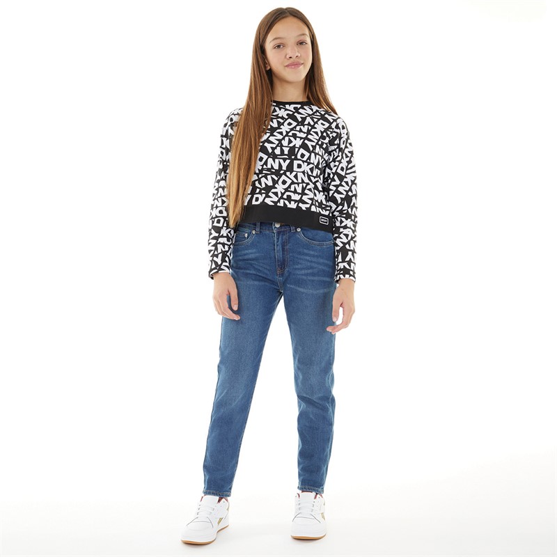 DKNY Girls Long Sleeve T-Shirt Black/White