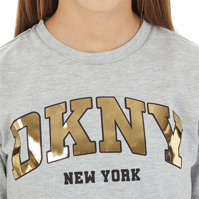 DKNY Girls Short Sleeve T-Shirt Chine Grey