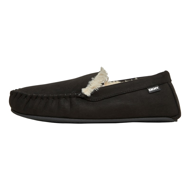 DKNY Mens Electra Moccasin Slippers Black