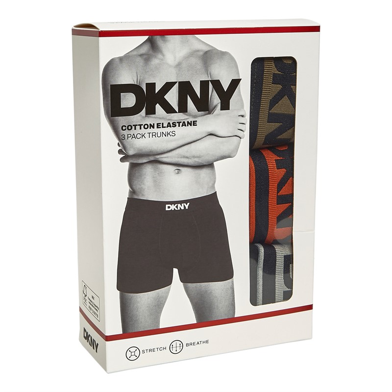 DKNY Mens Juelz Three Pack Trunks Black/Charcoal/Grey