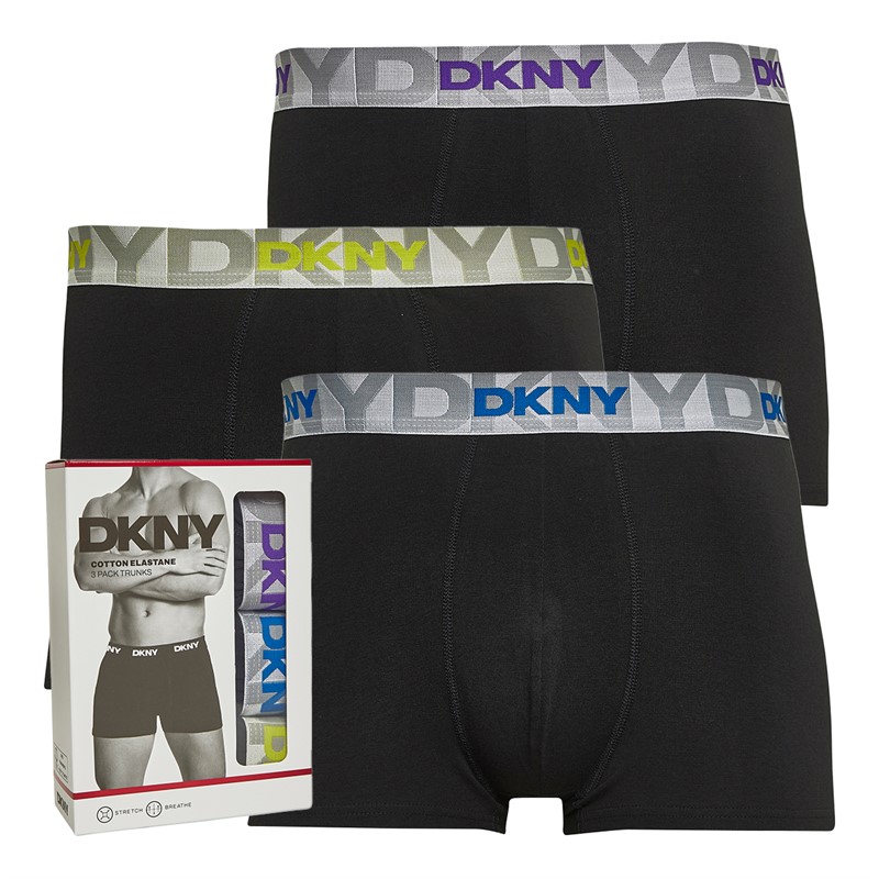 DKNY Mens Lloyd Three Pack Trunks Black