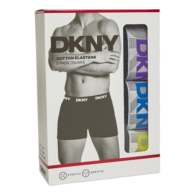 DKNY Mens Lloyd Three Pack Trunks Black