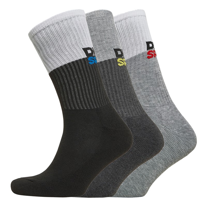 DKNY Mens Adams Three Pack Crew Socks Black/White/Grey