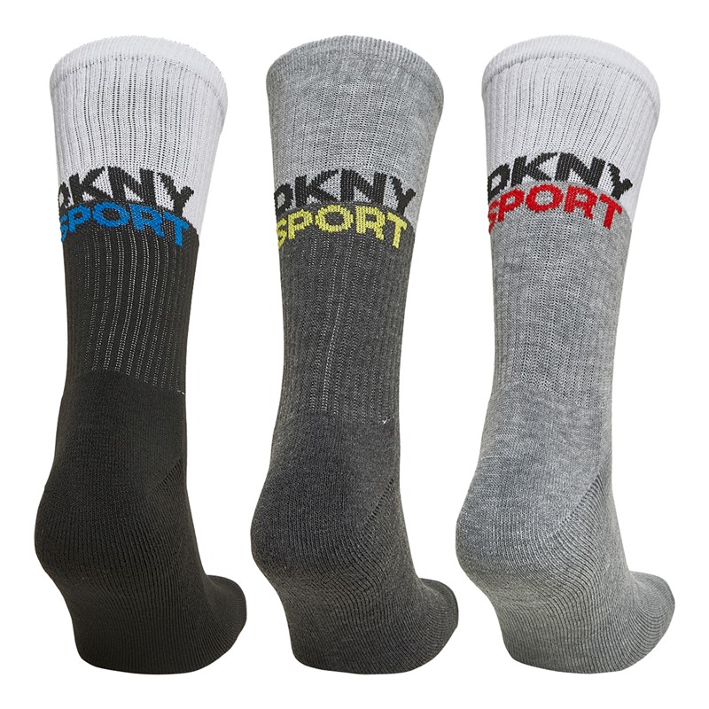 DKNY Mens Adams Three Pack Crew Socks Black/White/Grey