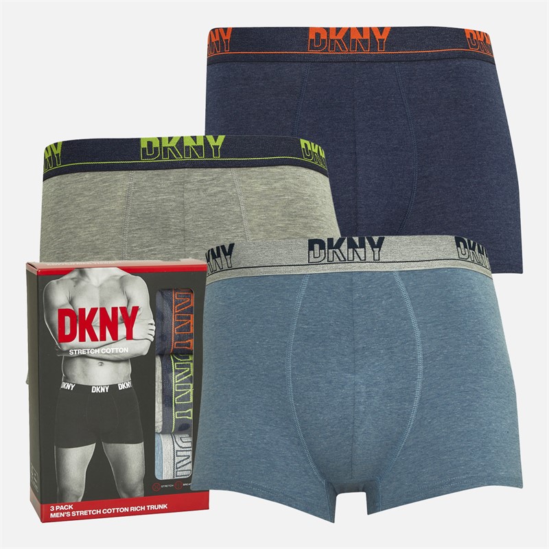 DKNY Mens Hillside Three Pack Trunks Denim Marl/Grey Marl