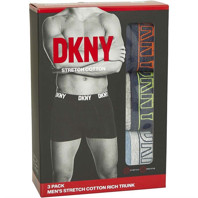 DKNY Mens Hillside Three Pack Trunks Denim Marl/Grey Marl